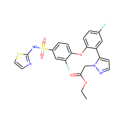 CCOC(=O)Cn1nccc1-c1cc(F)ccc1Oc1ccc(S(=O)(=O)Nc2nccs2)cc1F ZINC000095585838