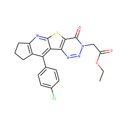 CCOC(=O)Cn1nnc2c(sc3nc4c(c(-c5ccc(Cl)cc5)c32)CCC4)c1=O ZINC000000642975
