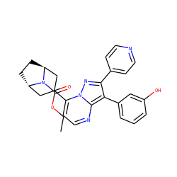 CCOC(=O)N1[C@H]2CC[C@H]1CC(c1ccnc3c(-c4cccc(O)c4)c(-c4ccncc4)nn13)C2 ZINC000100095867