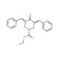 CCOC(=O)N1C/C(=C\c2ccccc2)C(=O)/C(=C/c2ccccc2)C1 ZINC000005709639