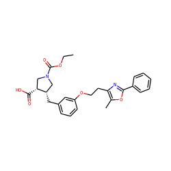 CCOC(=O)N1C[C@@H](C(=O)O)[C@@H](Cc2cccc(OCCc3nc(-c4ccccc4)oc3C)c2)C1 ZINC000200603778