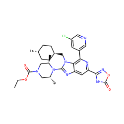 CCOC(=O)N1C[C@@H](C)N(c2nc3cc(-c4noc(=O)[nH]4)nc(-c4cncc(Cl)c4)c3n2C[C@H]2CC[C@H](C)CC2)[C@H](C)C1 ZINC000261100405