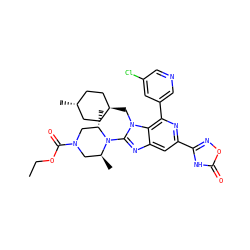 CCOC(=O)N1C[C@H](C)N(c2nc3cc(-c4noc(=O)[nH]4)nc(-c4cncc(Cl)c4)c3n2C[C@H]2CC[C@H](C)CC2)[C@@H](C)C1 ZINC001772656156