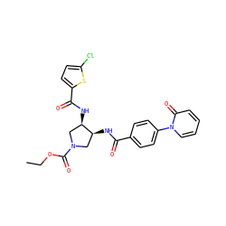 CCOC(=O)N1C[C@H](NC(=O)c2ccc(-n3ccccc3=O)cc2)[C@H](NC(=O)c2ccc(Cl)s2)C1 ZINC000028826215
