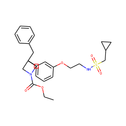 CCOC(=O)N1CC(Cc2ccccc2)(c2cccc(OCCNS(=O)(=O)CC3CC3)c2)C1 ZINC000114240937