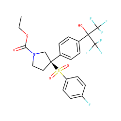 CCOC(=O)N1CC[C@](c2ccc(C(O)(C(F)(F)F)C(F)(F)F)cc2)(S(=O)(=O)c2ccc(F)cc2)C1 ZINC001772581715