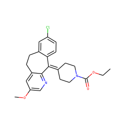 CCOC(=O)N1CCC(=C2c3ccc(Cl)cc3CCc3cc(OC)cnc32)CC1 ZINC000022062296