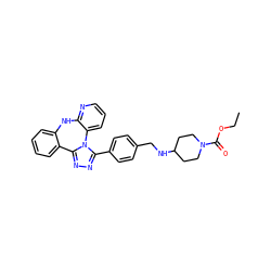 CCOC(=O)N1CCC(NCc2ccc(-c3nnc4n3-c3cccnc3Nc3ccccc3-4)cc2)CC1 ZINC000096174022
