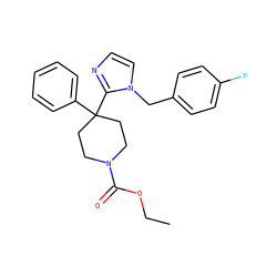 CCOC(=O)N1CCC(c2ccccc2)(c2nccn2Cc2ccc(F)cc2)CC1 ZINC000096318655