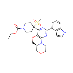 CCOC(=O)N1CCC(c2nc(-c3cccc4[nH]ccc34)nc3c2OC[C@@H]2COCCN32)(S(C)(=O)=O)CC1 ZINC000218026390