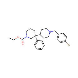 CCOC(=O)N1CCC[C@@](c2ccccc2)(C2CCN(Cc3ccc(Br)cc3)CC2)C1 ZINC000040972676