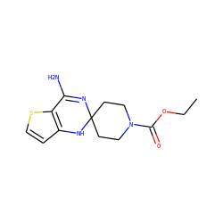 CCOC(=O)N1CCC2(CC1)N=C(N)c1sccc1N2 ZINC000013493553