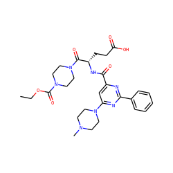CCOC(=O)N1CCN(C(=O)[C@H](CCC(=O)O)NC(=O)c2cc(N3CCN(C)CC3)nc(-c3ccccc3)n2)CC1 ZINC000299828319