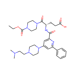 CCOC(=O)N1CCN(C(=O)[C@H](CCC(=O)O)NC(=O)c2cc(N3CCN(CCN(C)C)CC3)cc(-c3ccccc3)n2)CC1 ZINC000042965479
