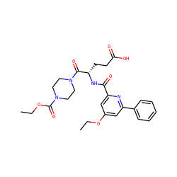 CCOC(=O)N1CCN(C(=O)[C@H](CCC(=O)O)NC(=O)c2cc(OCC)cc(-c3ccccc3)n2)CC1 ZINC000045366688