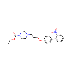 CCOC(=O)N1CCN(CCCOc2ccc(-c3ccccc3[N+](=O)[O-])cc2)CC1 ZINC000013859966