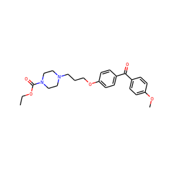 CCOC(=O)N1CCN(CCCOc2ccc(C(=O)c3ccc(OC)cc3)cc2)CC1 ZINC000013444714