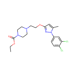 CCOC(=O)N1CCN(CCOc2cc(C)n(-c3ccc(Cl)c(Cl)c3)n2)CC1 ZINC000095557081