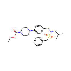 CCOC(=O)N1CCN(c2ccc(CN(CC(C)C)S(=O)(=O)Cc3ccccc3)cc2)CC1 ZINC000147264069