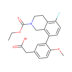 CCOC(=O)N1CCc2c(F)ccc(-c3cc(CC(=O)O)ccc3OC)c2C1 ZINC000144231173