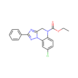 CCOC(=O)N1Cc2nc(-c3ccccc3)nn2-c2cc(Cl)ccc21 ZINC000299831884