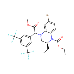 CCOC(=O)N1c2ccc(Br)cc2N([C@@H](C(=O)OC)c2cc(C(F)(F)F)cc(C(F)(F)F)c2)C[C@@H]1CC ZINC000028886532