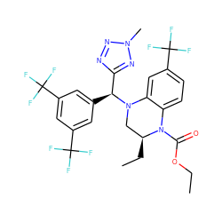 CCOC(=O)N1c2ccc(C(F)(F)F)cc2N([C@@H](c2cc(C(F)(F)F)cc(C(F)(F)F)c2)c2nnn(C)n2)C[C@@H]1CC ZINC000044087068