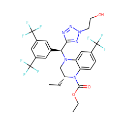 CCOC(=O)N1c2ccc(C(F)(F)F)cc2N([C@@H](c2cc(C(F)(F)F)cc(C(F)(F)F)c2)c2nnn(CCO)n2)C[C@H]1CC ZINC000049785989
