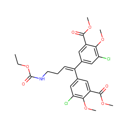 CCOC(=O)NCCC=C(c1cc(Cl)c(OC)c(C(=O)OC)c1)c1cc(Cl)c(OC)c(C(=O)OC)c1 ZINC000014943821
