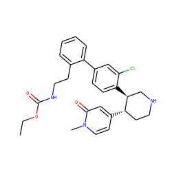 CCOC(=O)NCCc1ccccc1-c1ccc([C@H]2CNCC[C@@H]2c2ccn(C)c(=O)c2)c(Cl)c1 ZINC000073298535