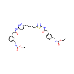 CCOC(=O)NCc1cccc(CC(=O)Nc2ccc(CCCCc3nnc(NC(=O)Cc4cccc(CNC(=O)OCC)c4)s3)nn2)c1 ZINC000169698502