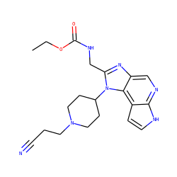 CCOC(=O)NCc1nc2cnc3[nH]ccc3c2n1C1CCN(CCC#N)CC1 ZINC000095560938