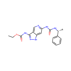 CCOC(=O)Nc1n[nH]c2cc(NC(=O)N[C@H](C)c3ccccc3)ncc12 ZINC000210742588