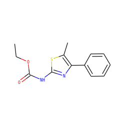 CCOC(=O)Nc1nc(-c2ccccc2)c(C)s1 ZINC000000476002