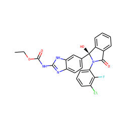 CCOC(=O)Nc1nc2ccc([C@]3(O)c4ccccc4C(=O)N3c3cccc(Cl)c3F)cc2[nH]1 ZINC000225877164