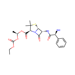 CCOC(=O)O[C@@H](C)OC(=O)[C@@H]1N2C(=O)[C@@H](NC(=O)[C@@H](N)c3ccccc3)[C@H]2SC1(C)C ZINC000035982613
