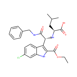 CCOC(=O)c1[nH]c2cc(Cl)ccc2c1[C@@H](N[C@@H](CC(C)C)C(=O)O)C(=O)NCc1ccccc1 ZINC000113900040