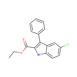 CCOC(=O)c1[nH]c2ccc(Cl)cc2c1-c1ccccc1 ZINC000000169716