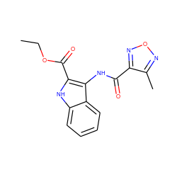 CCOC(=O)c1[nH]c2ccccc2c1NC(=O)c1nonc1C ZINC000000530933