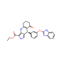 CCOC(=O)c1[nH]cc2c1NC1=C(C(=O)CCC1)[C@H]2c1cccc(Oc2nc3ccccc3[nH]2)c1 ZINC000140049748