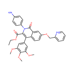CCOC(=O)c1c(-c2cc(OC)c(OC)c(OC)c2)c2ccc(OCc3ccccn3)cc2c(=O)n1-c1ccc(N)cc1 ZINC000026280366