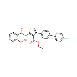 CCOC(=O)c1c(-c2ccc(-c3ccc(F)cc3)cc2)csc1NC(=O)c1ccccc1C(=O)O ZINC000045350667