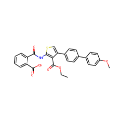 CCOC(=O)c1c(-c2ccc(-c3ccc(OC)cc3)cc2)csc1NC(=O)c1ccccc1C(=O)O ZINC000045389159