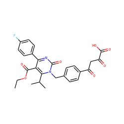 CCOC(=O)c1c(-c2ccc(F)cc2)nc(=O)n(Cc2ccc(C(=O)CC(=O)C(=O)O)cc2)c1C(C)C ZINC000653778086