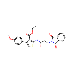 CCOC(=O)c1c(-c2ccc(OC)cc2)csc1NC(=O)CCN1C(=O)c2ccccc2C1=O ZINC000000947905