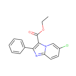CCOC(=O)c1c(-c2ccccc2)nc2ccc(Cl)cn12 ZINC000001385263