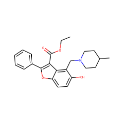 CCOC(=O)c1c(-c2ccccc2)oc2ccc(O)c(CN3CCC(C)CC3)c12 ZINC000002667117