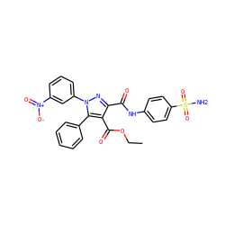 CCOC(=O)c1c(C(=O)Nc2ccc(S(N)(=O)=O)cc2)nn(-c2cccc([N+](=O)[O-])c2)c1-c1ccccc1 ZINC000095594844