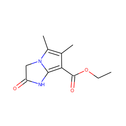 CCOC(=O)c1c(C)c(C)n2c1NC(=O)C2 ZINC000001617991