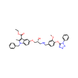 CCOC(=O)c1c(C)n(Cc2ccccc2)c2ccc(OC[C@H](O)CNCc3ccc(Oc4nnnn4-c4ccccc4)c(OC)c3)cc12 ZINC001772623373